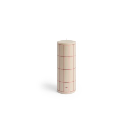 HAY - Column Candle Large H25 (White & Red Grid Check)