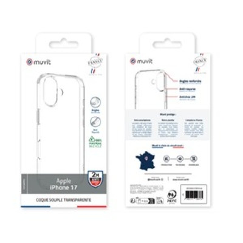 MUVIT FRANCE COQUE TRANSPARENTE 2M RECYCLEE IPHONE 17