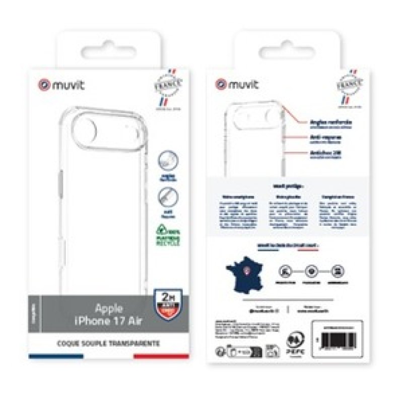MUVIT FRANCE COQUE TRANSPARENTE 2M RECYCLEE IPHONE 17 AIR