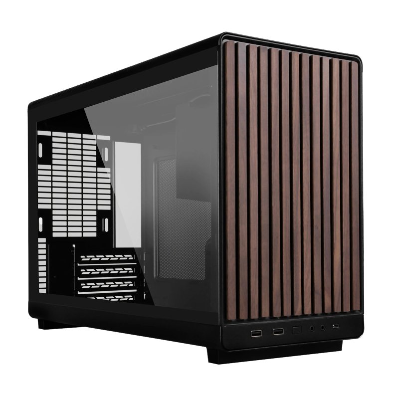 Lian Li DAN Cases A3-mATX Wood Edition PC-Gehäuse, Tempered Glass, Micro-ATX - Walnuss, schwarz