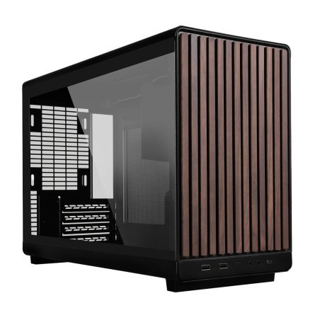 Lian Li DAN Cases A3-mATX Wood Edition PC-Gehäuse, Tempered Glass, Micro-ATX - Walnuss, schwarz