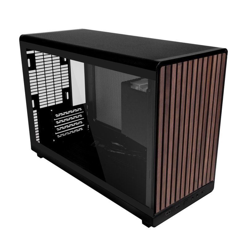 Lian Li DAN Cases A3-mATX Wood Edition PC-Gehäuse, Tempered Glass, Micro-ATX - Walnuss, schwarz