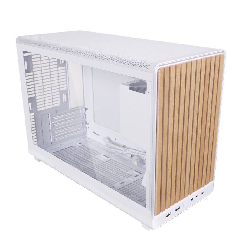 Lian Li DAN Cases A3-mATX Wood Edition PC-Gehäuse, Tempered Glass, Micro-ATX - Buche, weiß