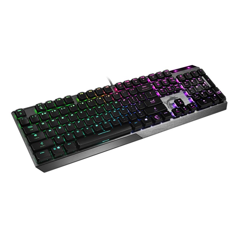 MSI Vigor GK50 Low Profile clavier Gaming USB QWERTY Anglais américain Noir, Métallique