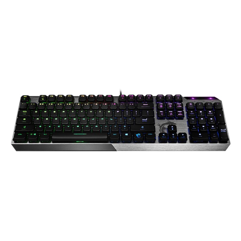 MSI Vigor GK50 Low Profile clavier Gaming USB QWERTY Anglais américain Noir, Métallique
