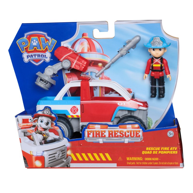 PAW Patrol Fire Rescue Fire ATV with Collectible Ryder Action Figure & 7-Inch ATV with Drone Launcher, Kids Toys for
