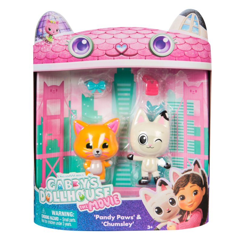 Gabby's Dollhouse : The Movie, Pandy Paws & Chumsley Toy Figures with 2 Accessories, Kids Toys for Girls & Boys Ages 3