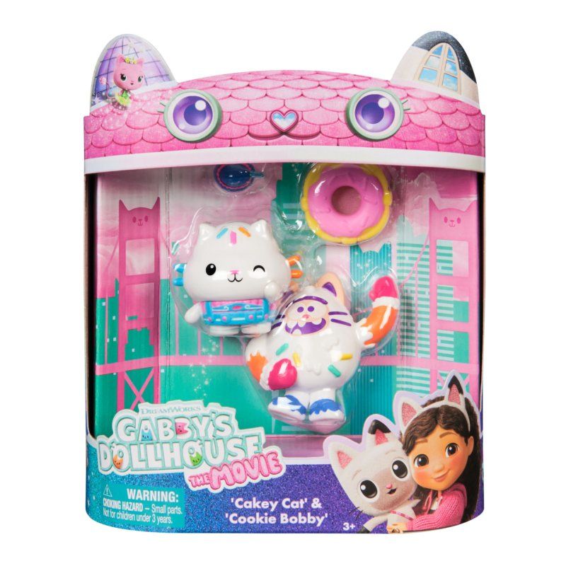 Gabby's Dollhouse : The Movie, Cakey Cat & Cookie Bobby, Toy Figures with 2 Accessories, Kids Toys for Girls & Boys