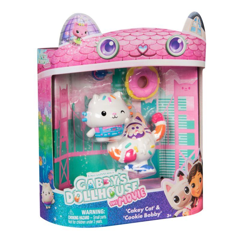 Gabby's Dollhouse : The Movie, Cakey Cat et Cookie Bobby, figurines et 2 accessoires, jouets pour filles et garçons à