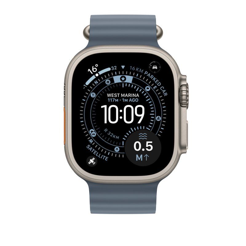 Apple Natural Titanium Finish Band Blue Fluoroelastomer, Titanium