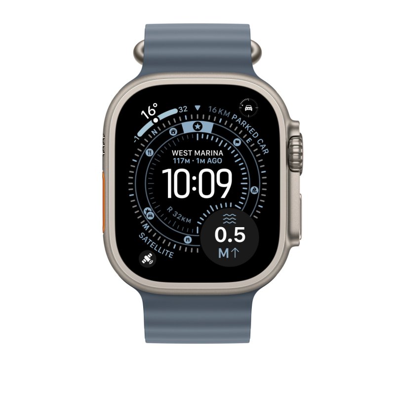 Apple Natural Titanium Finish Band Blue Fluoroelastomer, Titanium