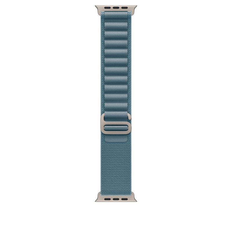 Apple 49mm Light Blue Alpine Loop - Medium - Natural Titanium Finish Bande Bleu Titane, Polyester, Spandex