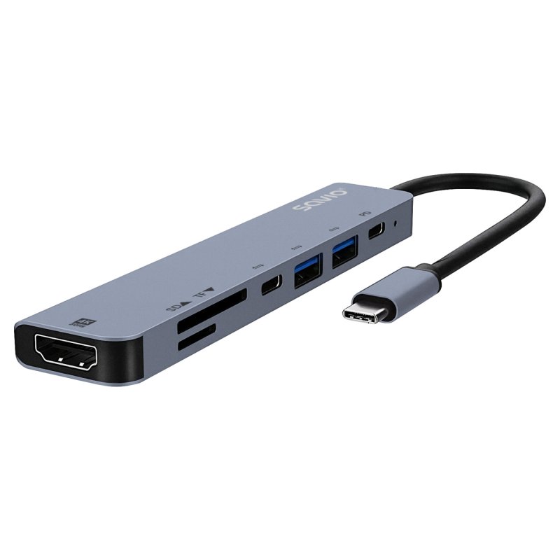 Savio AK-82 interface hub USB Type-C 5000 Mbit/s Black
