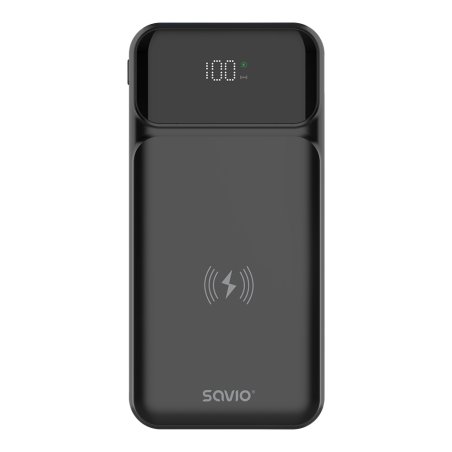 Savio BA-09 power bank Lithium Polymer (LiPo) 37 mAh Wireless charging Black