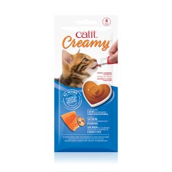 Catit Creamy - Premium Treat for Cats - Salmon with Prawns, 4x10g