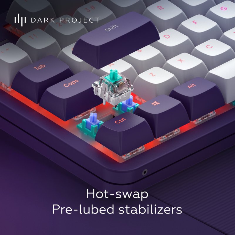 Dark Project ALU87A VIOLET Wired Mechanical Gaming Keyboard, QWERTZ and QWERTY, ISO Multilingual