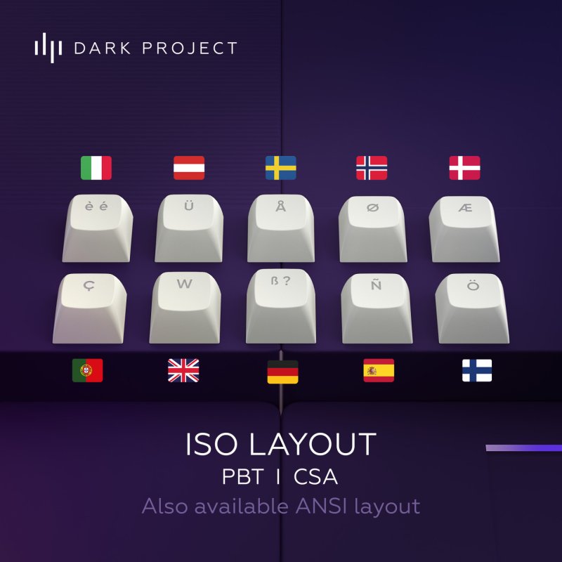 Dark Project DPKB_VIOLET_ 87_ISO clavier Gaming USB QWERTZ Danois, Anglais, Finlandais, Allemand, Italien, Nordique,