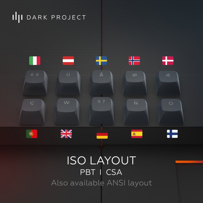 Dark Project DP ALU87A Midnight ISO clavier Gaming USB QWERTY Danois, Finlandais, Allemand, Italien, Nordique,