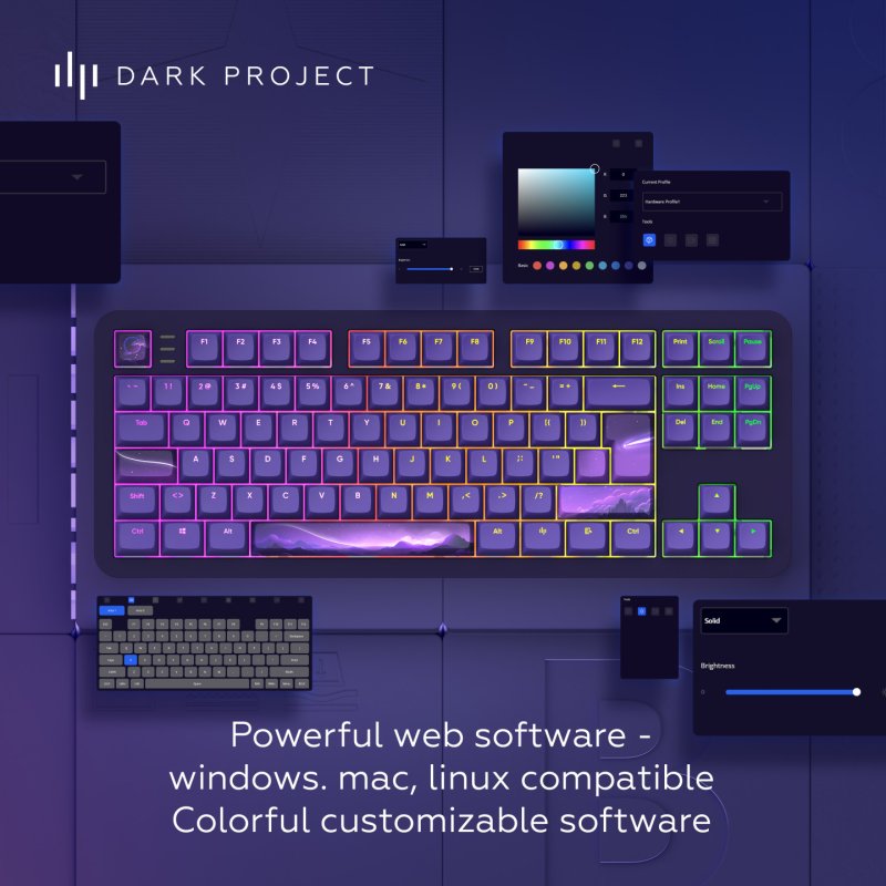 Dark Project ALU87B CELESTIAL Wired Mechanical Gaming Keyboard, QWERTZ and QWERTY, ISO Multilingual