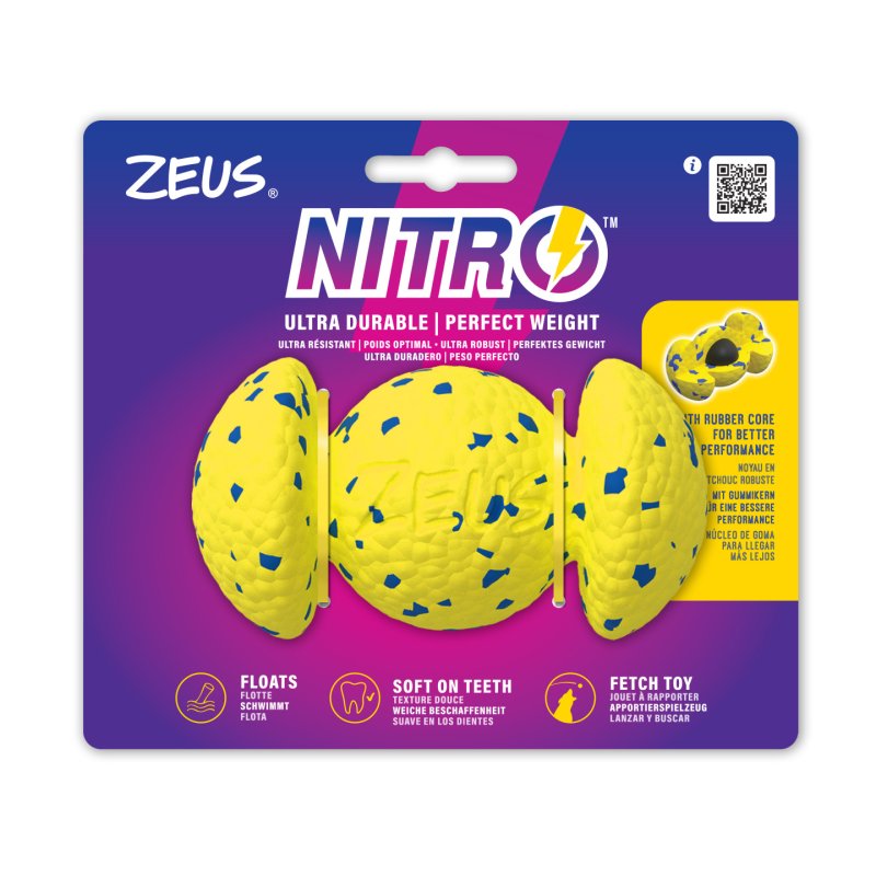Zeus Nitro - Weighted Rugby Ball - Yellow and Blue - 12.4cm