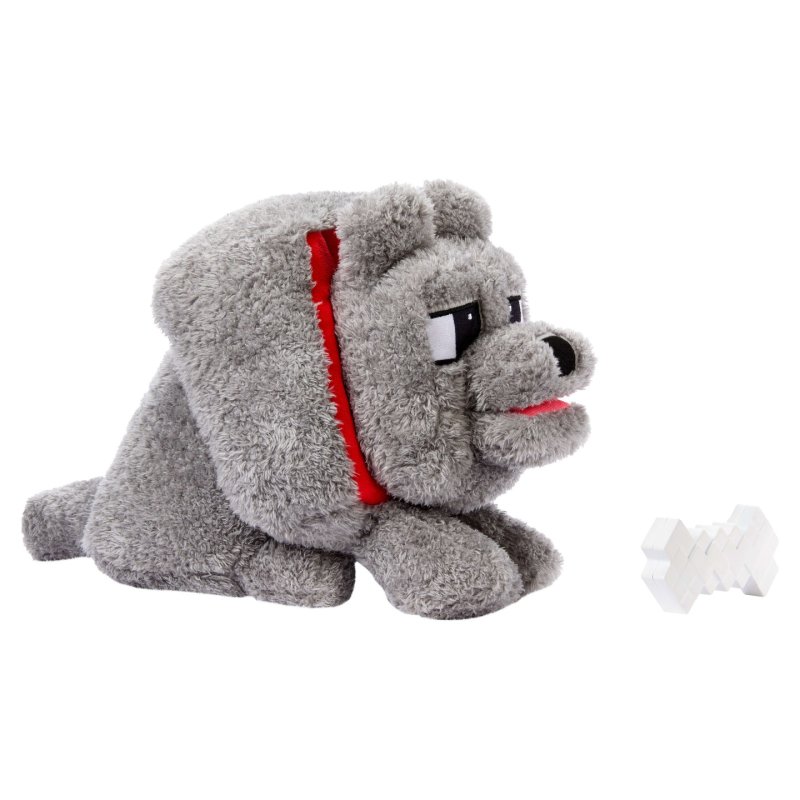 Minecraft Food Mode Dennis Plush Interactive Toy with Sounds & Bone Accessory, Inspired by the Movie