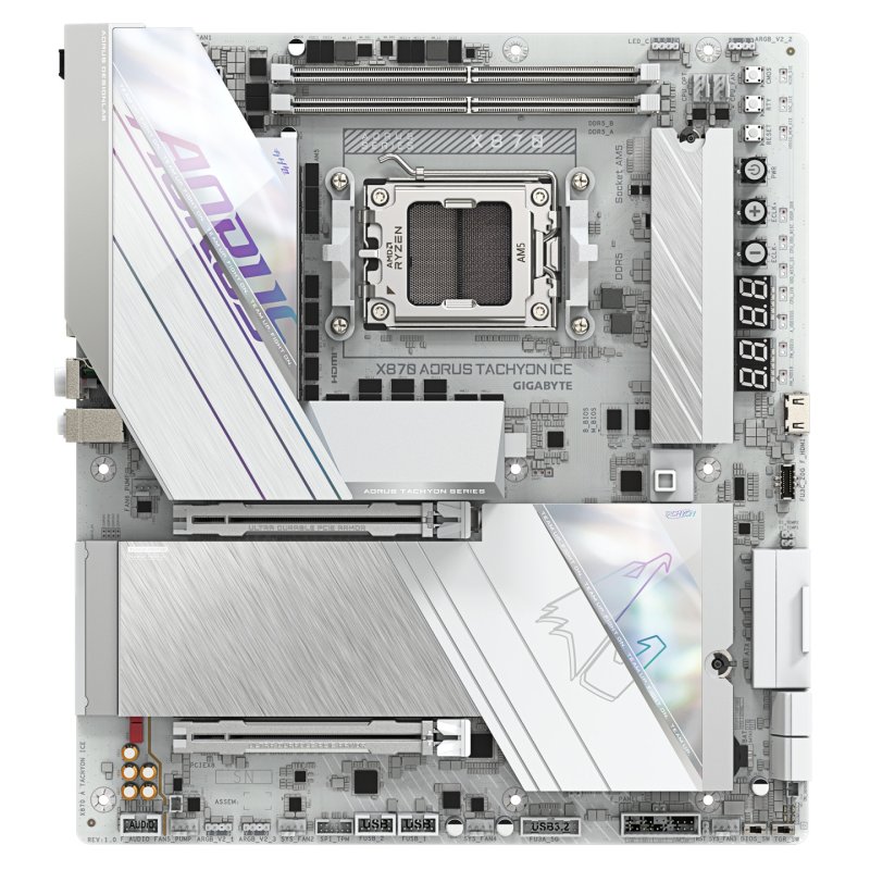 GIGABYTE X870 AORUS TACHYON ICE Motherboard - Supports AMD Ryzen 9000 CPUs, 18 2 2 Phases Digital VRM, up to 9600Hz