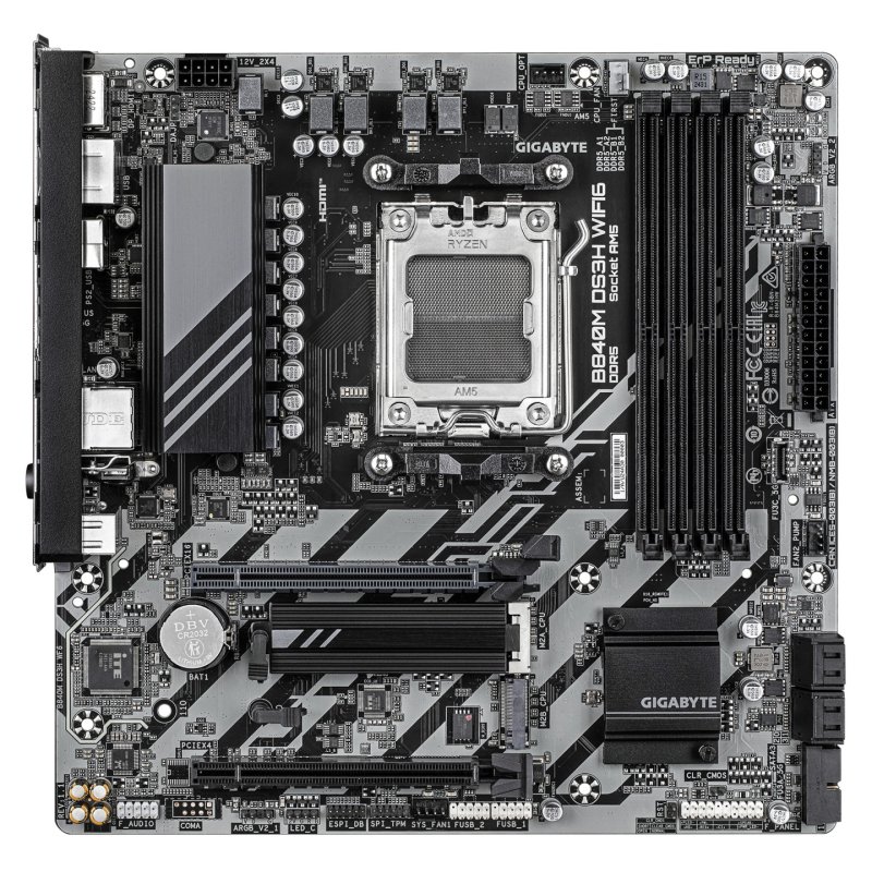 GIGABYTE B840M DS3H WIFI6 Motherboard - AMD Ryzen 9000 CPUs, 8 2 2 Phases VRM, up to 8200MHz DDR5, 2xPCIe 4.0 M.2,