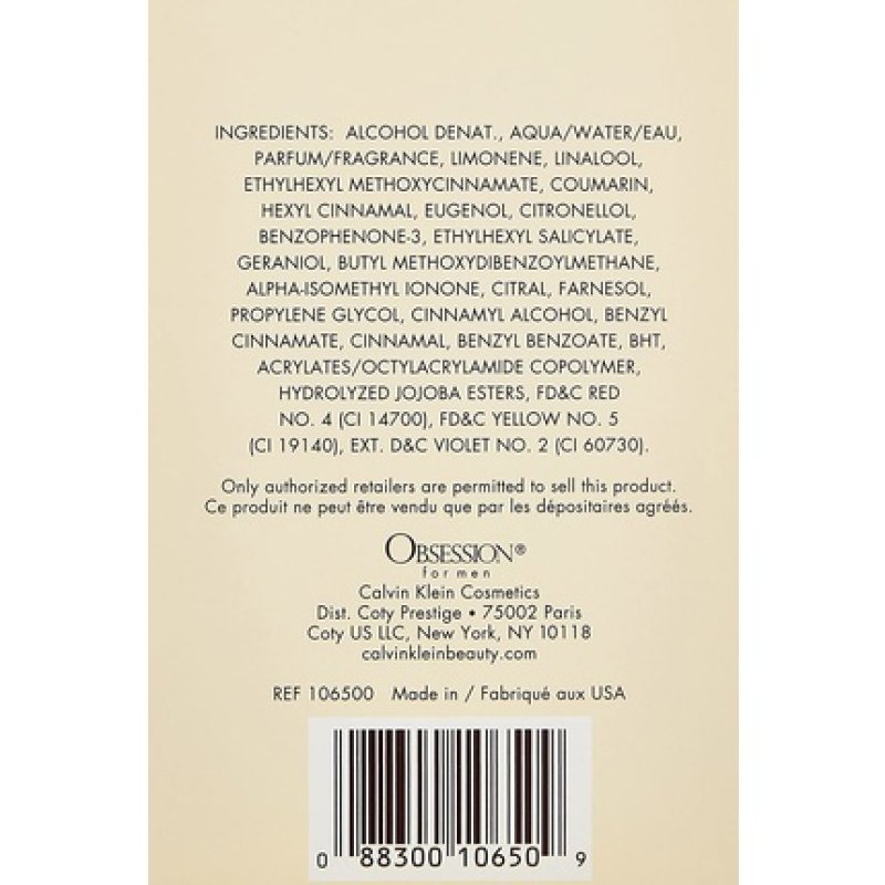 Calvin Klein Obsession for Men Eau de Toilette 2.5 Fl Oz