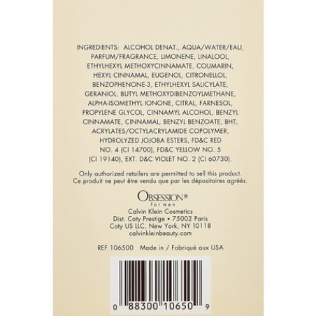 Calvin Klein Obsession for Men Eau de Toilette 2.5 Fl Oz