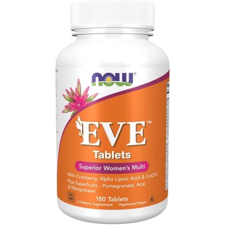 NOW Eve Women's Multivitamin with Cranberry, Alpha Lipoic Acid, CoQ10, and Superfruits 180 Tablets