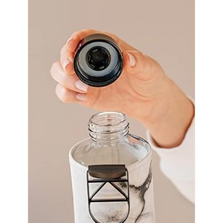 EQUA Mismatch Glass Bottle with Handle Metal 750ml Pink