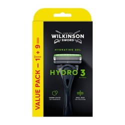 Wilkinson Sword Hydro 3 Set Shaver With One Head 8 Spare Heads And Hydro 3 Skin Protection Razor With 9 Heads