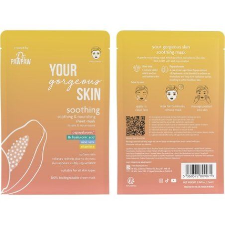 Dr. PawPaw Your Gorgeous Skin Soothing & Nourishing Sheet Mask with Papaya, Hyaluronic Acid, Aloe Vera & Vitamin E