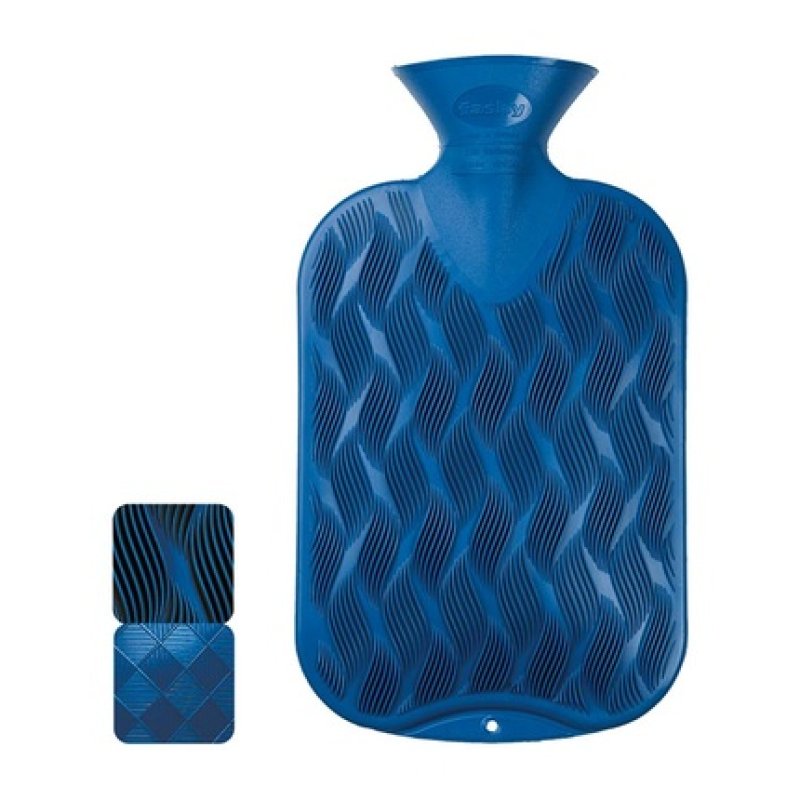 Fashy Warm Water Bottle Wave Pattern Blue
