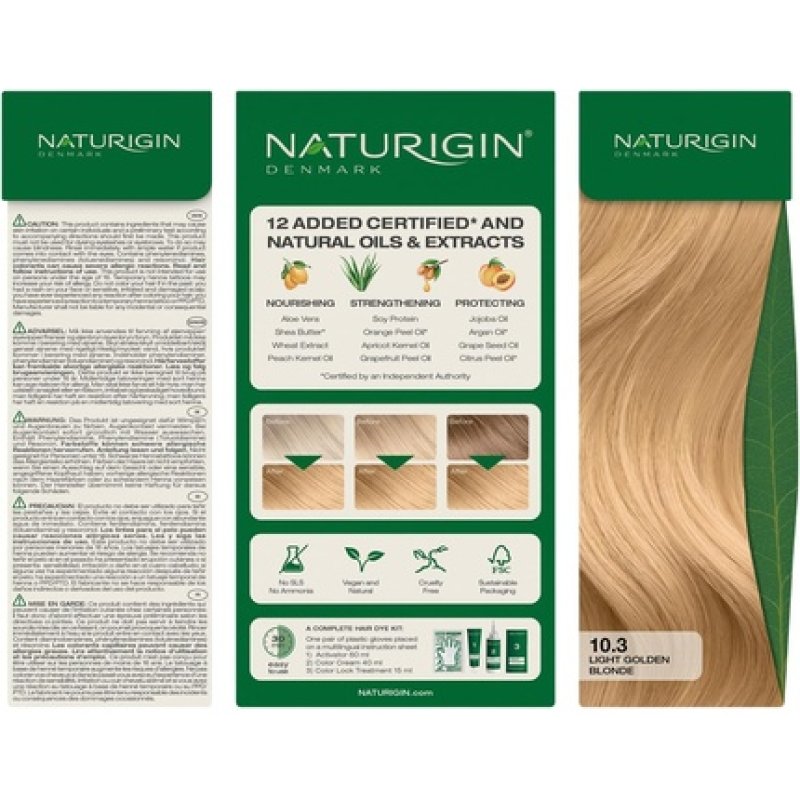 Naturigin Light Golden Blonde Hair Dye 103 Permanent Hair Color with Natural Ingredients