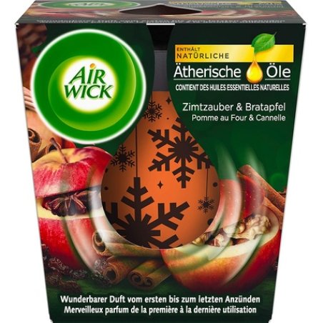 Air Wick Feel-Good Scented Candle Cinnamon Magic & Baked Apple, Scented Candle In A Glass, Decorative Candle