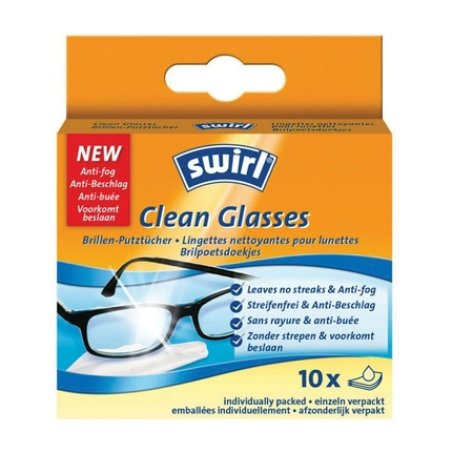 Swirl Clean Glasses Lens Cleaning Wipes - Pack of 10