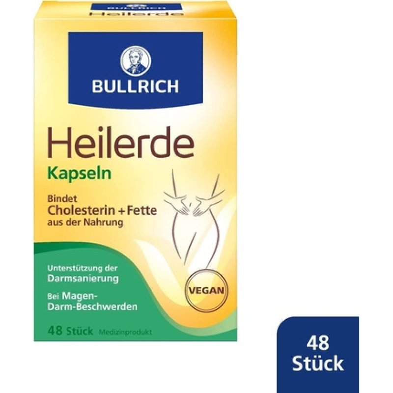 Bullrich Healing Earth Capsules Relief of Digestive Complaints and Support for Intestinal Cleansing Vegan 48 Pieces