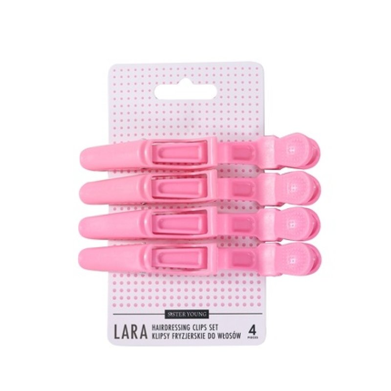 Sister Young Lara Hairdressing Clips Set Pink 4 Pieces