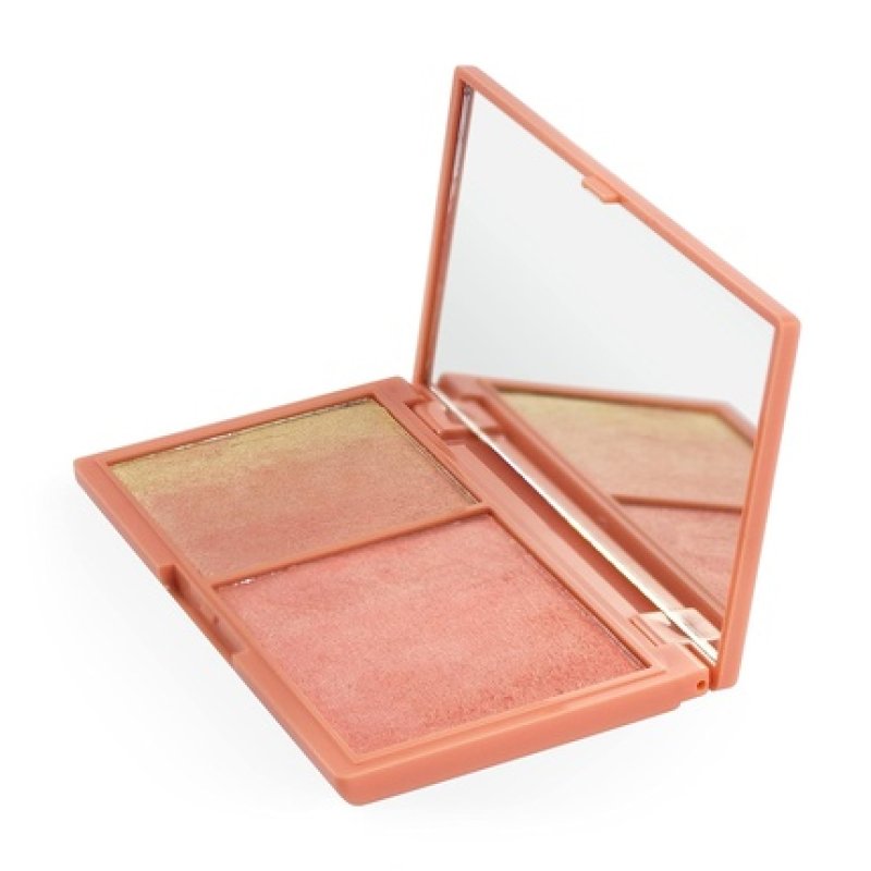 I Heart Revolution Peach and Glow Highlighter Duo Shimmer Highlighter and Blush Mini Compact Palette Vegan and