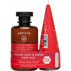 Apivita Color Lock Shine Hair Duo - Shampoo 250ml And Color Protection Conditioner 150ml