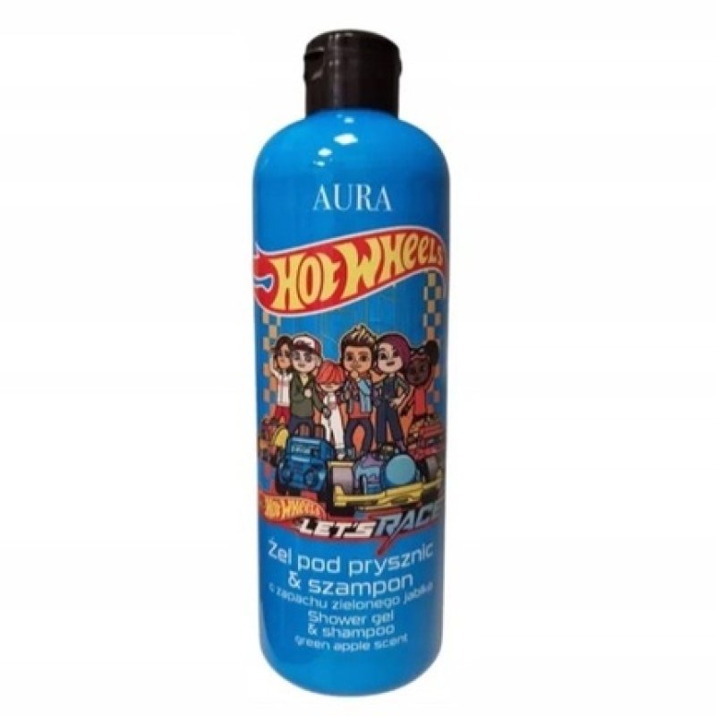 Aura Hot Wheels Shampoo & Shower Gel Green Apple 500ml