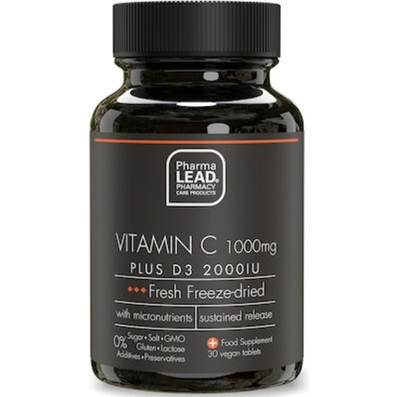 Pharmalead Black Range Vitamin C 1000mg Plus D3 2000iu - 30 Plant Capsules