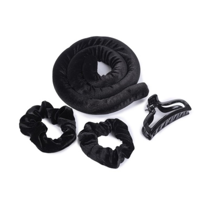 Sister Young Lisa Hair Curling Set With Satin Hair Ties And Clip Black