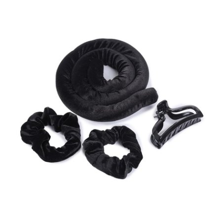 Sister Young Lisa Hair Curling Set With Satin Hair Ties And Clip Black