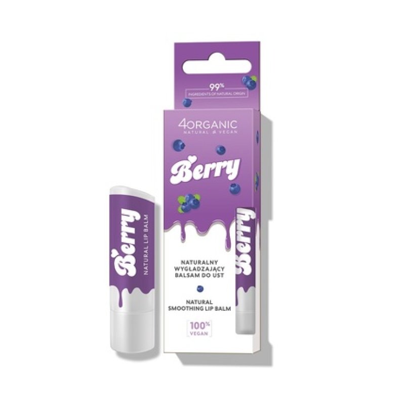 4organic Natural Lip Balm Berry Flavor 5g