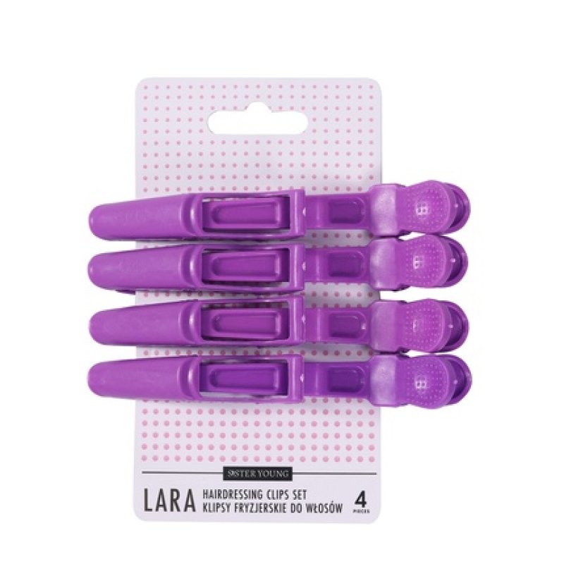 Sister Young Lara Hairdressing Clips Set Violet 4 Pieces