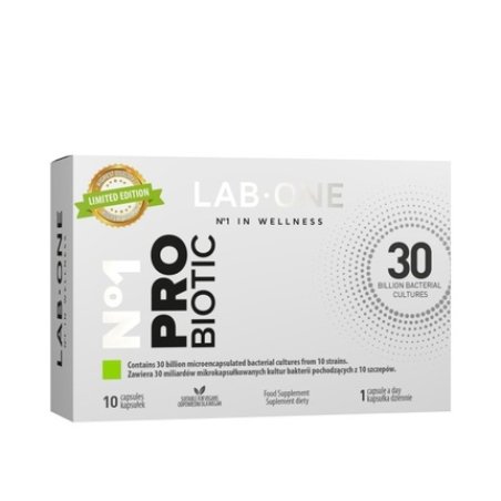 Lab Onen1 Probiotic Dietary Supplement Supporting Bacterial Gut Microflora 10 Capsules