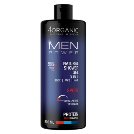 4organic Men Power Sport Natural Shower Gel 3 In 1 500ml