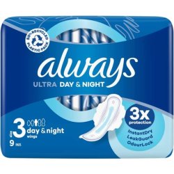 Always Ultra Day & Night Sanitary Napkins with Wings Size 3